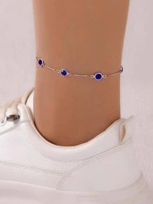 1Pc Ngẫu Nhiên Thời Trang Hợp Kim Kẽm Kim Cương Giả Trang Trí Vòng Chân Cho Nữ Trang Trí Hàng Ngày - Màu xanh lam - Xem 2