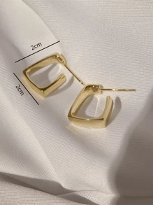 Bông tai hình vuông tối giản - Vàng - Xem 3