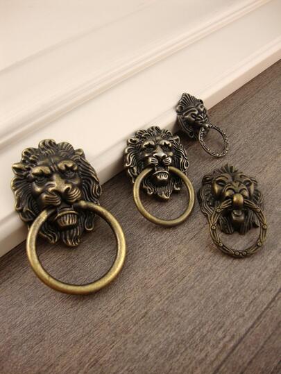 2pcs/set Zinc Alloy Drawer Knob, Creative Lion Head Design Drawer Pull For Cabinet
