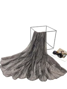 1pc Women Graphic Boho Scarf, For Outdoor - Black - View 2