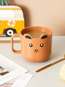 1pc Cartoon Bear Design Mug Cup, Cute Creative Coffee Cup For Household - Brown - View 3
