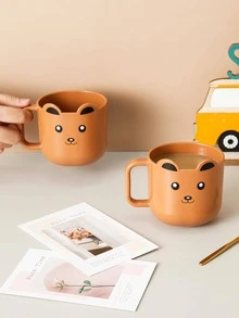 1pc Cartoon Bear Design Mug Cup, Cute Creative Coffee Cup For Household - Brown - View 4