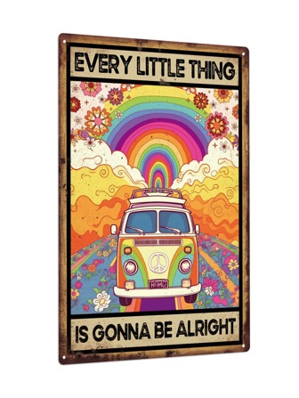 Putuo Decor 1 Pieces Hopeful Slogen Metal Tin Signs, Vintage Plaque Rainbow Painting Wall Art Decor For Home Living Room Bedroom, 7.8 X 11.8 Inches