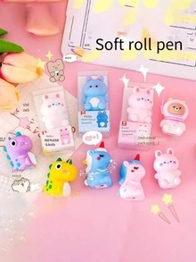 1 pieza con diseño de dibujos animados Sacapuntas & 1 pieza Borrador - Multicolor - Ver 1