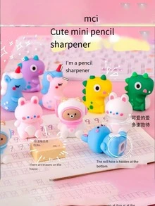 1 pieza con diseño de dibujos animados Sacapuntas & 1 pieza Borrador - Multicolor - Ver 2