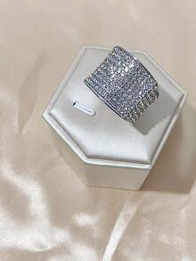 1 Miếng Sang trọng Hợp kim kẽm Khối Zirconia  Trang trí Nhẫn Cho nam giới Cho bữa tiệc Hợp kim kẽm Màu bạc - Bạc - Xem 3