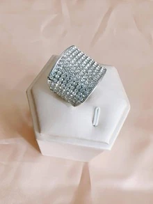 1 Miếng Sang trọng Hợp kim kẽm Khối Zirconia  Trang trí Nhẫn Cho nam giới Cho bữa tiệc Hợp kim kẽm Màu bạc - Bạc - Xem 4