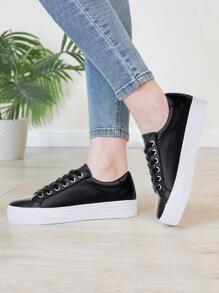 Women Platform Sneakers Comfortable Casual Fashion Walking Shoes - màu đen - Xem 2