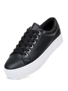 Women Platform Sneakers Comfortable Casual Fashion Walking Shoes - màu đen - Xem 1
