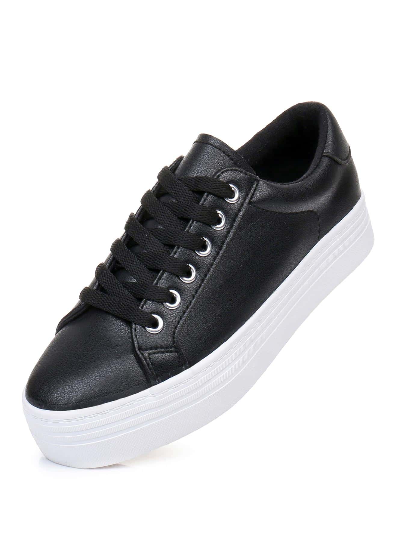 Women Platform Sneakers Comfortable Casual Fashion Walking Shoes - màu đen - Xem 1