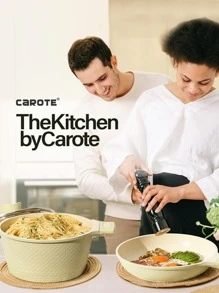 CAROTE 12pcs Nonstick Cookware Set, Heavy-duty Pots and Pans Set, Induction Kitchen Pans for Cooking, Garden Green Cooking Pot - Mint Green - View 3