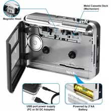 DIGITNOW USB Cassette Player, Portable Walkman Stereo Tape To MP3 Converter, Audio Music Recorder To MP3 - 黑色 - 查看 4