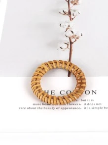 6pcs Natural Material Woven Napkin Rings In Minimalist Style, Woody Brown, Suitable For Home Kitchen, Restaurant, Hotel, Farmhouse, Festivals, Weddings, Parties' Table Decoration - Brown - View 7