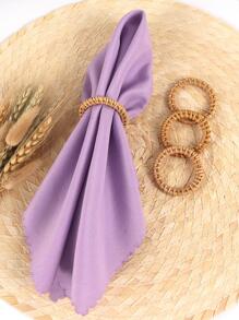 6pcs Natural Material Woven Napkin Rings In Minimalist Style, Woody Brown, Suitable For Home Kitchen, Restaurant, Hotel, Farmhouse, Festivals, Weddings, Parties' Table Decoration - Brown - View 2