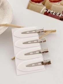 12入組簡約時尚白色女士無痕齊劉海夾化妝無痕側夾，適用於日常洗臉、化妝和護膚。 - 白色 - 查看 3