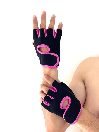 1 par de guantes sin dedos de goma sintética calados, aptos para ciclismo, motociclismo y esquí, guantes negros