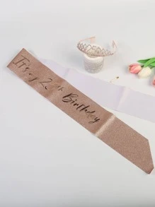 2入組/套 18 21 25 30 40 50 60 70 玫瑰金生日女王腰帶帶別針，甜美水鑽頭飾皇冠，生日禮物裝飾品女式 - 玫瑰金 - 查看 4
