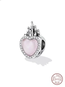 ESBERRY Trang trí hình trái tim Cubic Zirconia Bạc Sterling Hạt Valentine - Bạc - Xem 3