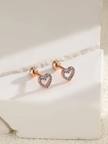 Bông tai trang trí hình trái tim bằng đá khối Zirconia - Nhiều màu - Xem 1