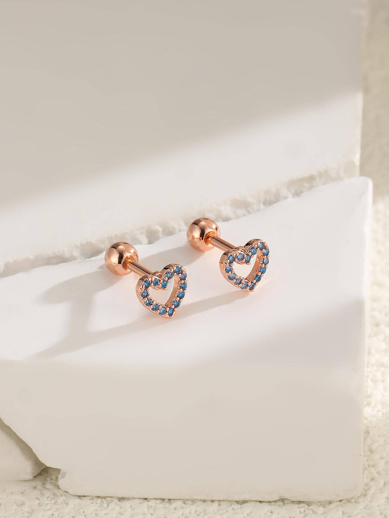 Bông tai trang trí hình trái tim bằng đá khối Zirconia - Nhiều màu - Xem 1