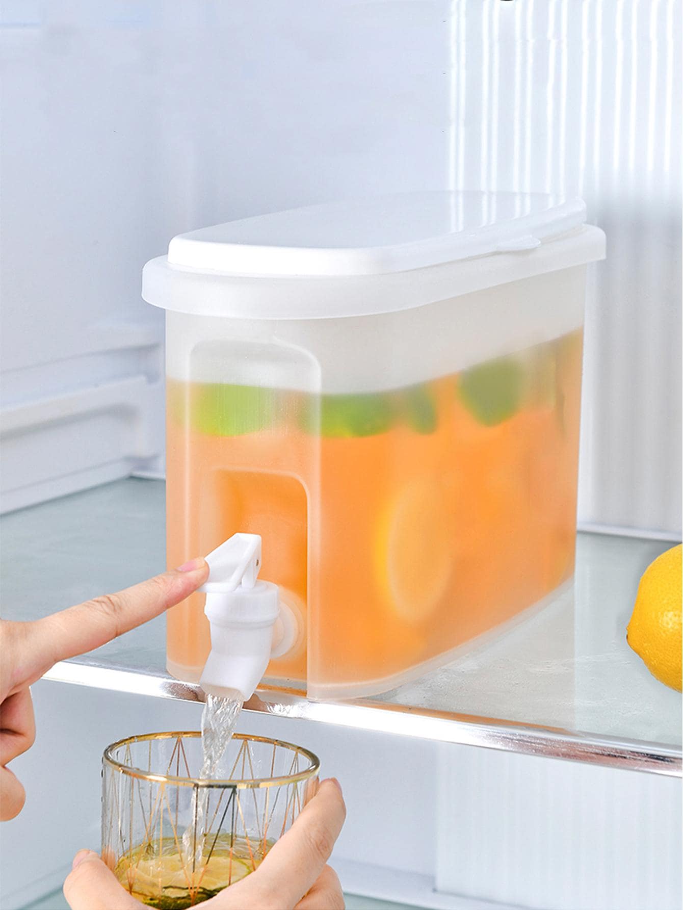 1入組透明塑膠寒冷水壺帶 - 白色 - 查看 1