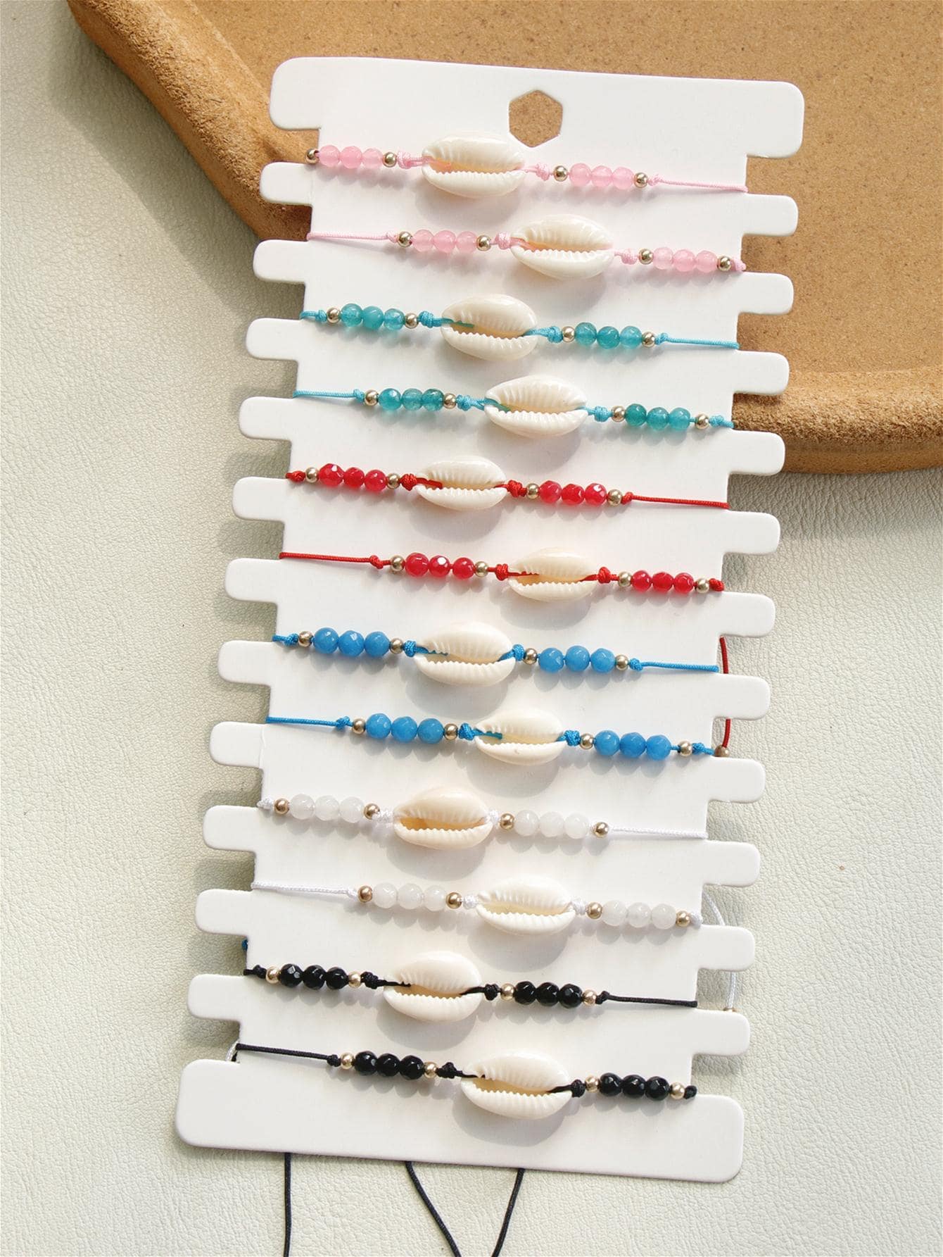 12入組/套時尚貝殼裝飾串珠手鏈適用於情侶日常裝飾 - 彩色 - 查看 1