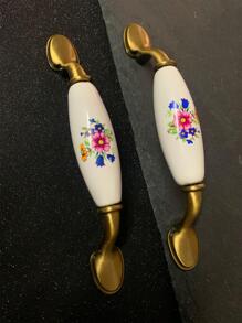 2pcs/set Zinc Alloy Drawer Pull, European Style Flower Pattern Drawer Handle For Home