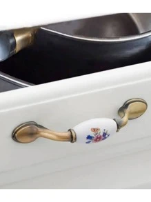 2pcs/set Zinc Alloy Drawer Pull, European Style Flower Pattern Drawer Handle For Home