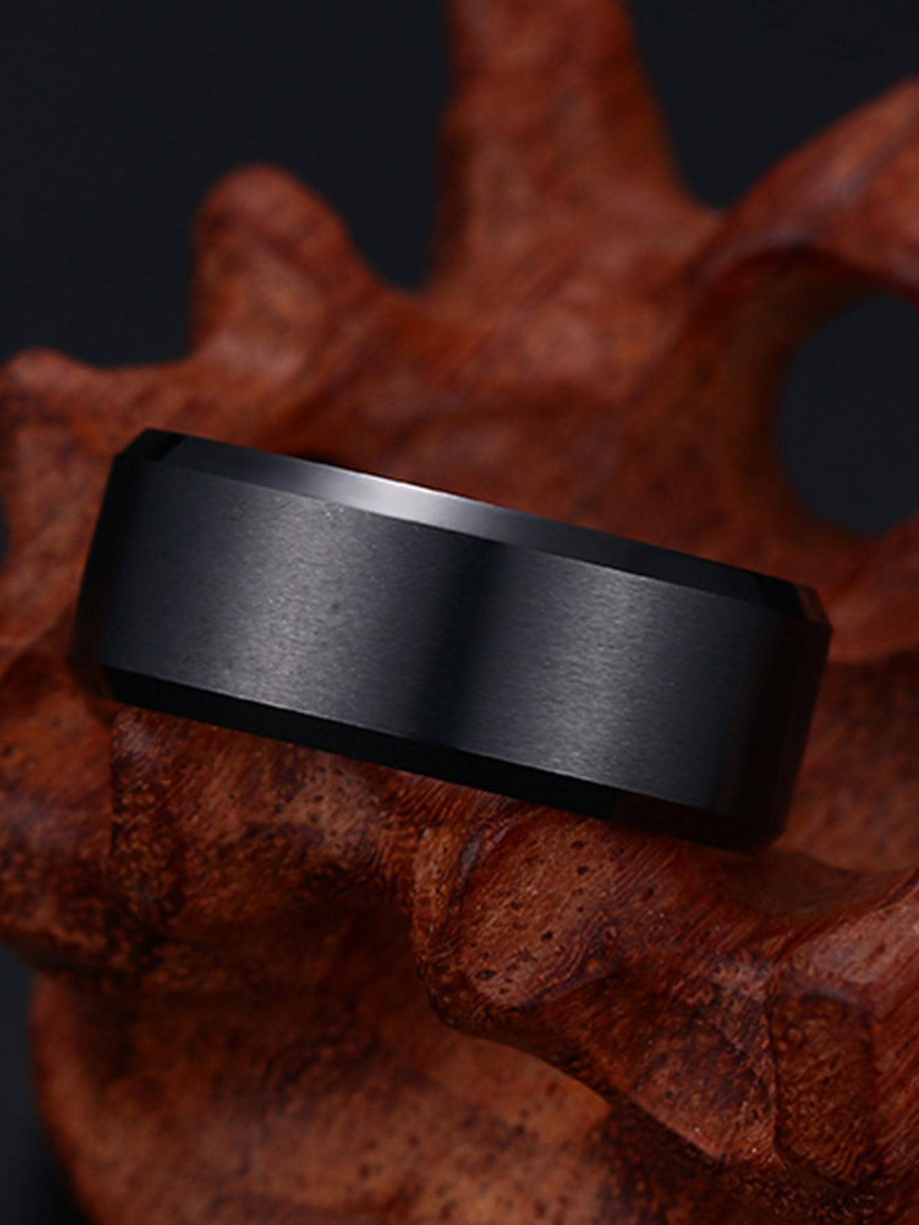 1個 カジュアルミニマリストリング男性用毎日の装飾のためのスタイリッシュな外観 - ブラック - 見る 3