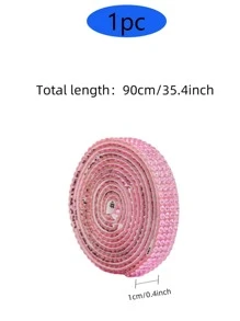 1roll Rhinestone Decor Adhesive Webbing, Baby Pink Plastic Garment Decoration Tape, For DIY - Baby Pink - View 4