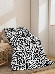 1入組豹紋圖案披肩現代絨布適用於辦公室 - 彩色 - 查看 2