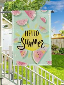 1入組西瓜圖案裝飾字母圖案兩面防水花園旗幟適用於 - 彩色 - 查看 1