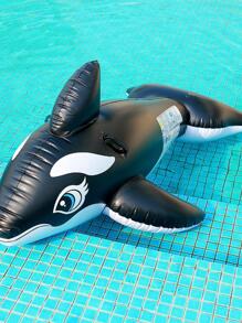 Jumbo Whale Inflatable Swimming Pool Rider For Kids Summer Time Beach Animal Whale Mount - Black and White - View 4