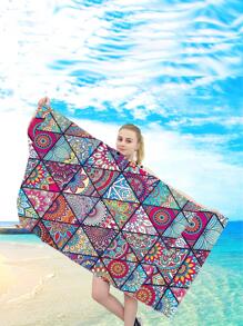 1入組曼陀羅圖案海灘速乾織物浴巾適用於旅行 - 彩色 - 查看 1