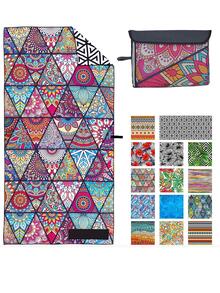 1入組曼陀羅圖案海灘速乾織物浴巾適用於旅行 - 彩色 - 查看 2