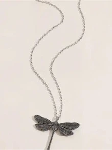 Dragonfly Charm Necklace - Silver - View 4