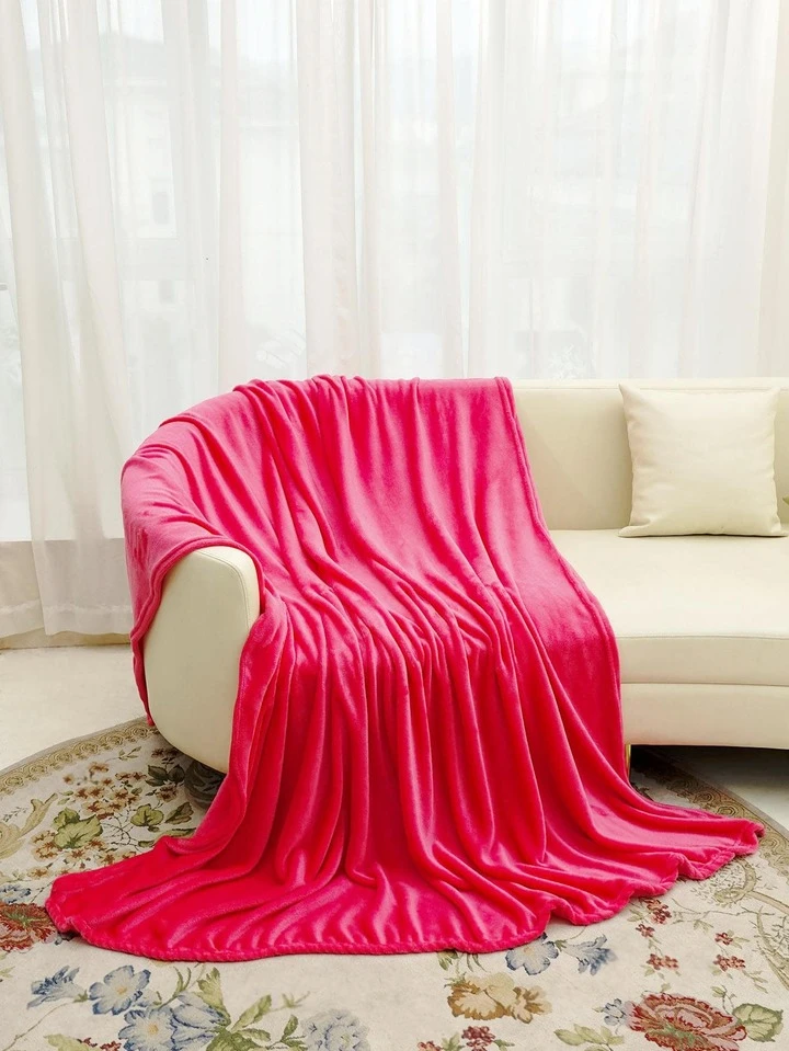 1pc Solid Fuzzy Throw Blanket, Hot Pink Fabric Blanket, For Home, Office |  SHEIN
