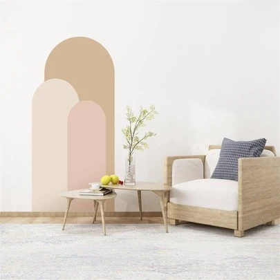 1/2 件波西米亚拱形几何美感艺术墙贴，20.47 * 55.1 英寸，客厅卧室背景墙壁纸，壁画，拱形防水装饰贴纸，家居装饰，墙壁装饰，贴纸，墙贴花，乙烯基贴花用于家居装饰，春季装饰品让您的家焕然一新，拉玛装饰贴纸