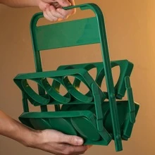 1pc Portable Foldable Drink Holder, Red Plastic Handheld Party Beverage Rack, For Outdoor - Red - View 6