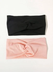 2 piezas Banda de pelo unicolor girante - Multicolor - Ver 2