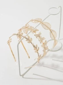 3件套女士蝴蝶叶子装饰时尚发箍，波西米亚风，金色头饰，发带，发箍，感恩节发饰，头饰 - 彩色 - 查看 2