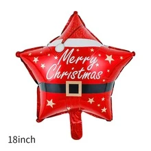 1 pieza Navidad con diseño de estrella decorativo 18 pulgadas rojo globo para fiesta adorno - Rojo - Ver 2