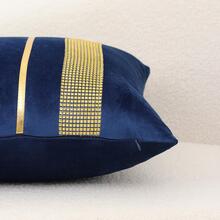 1入組水鑽條紋圖案靠墊套不附帶海軍藍滌綸抱枕適用於客廳 - 藏蓝色 - 查看 3