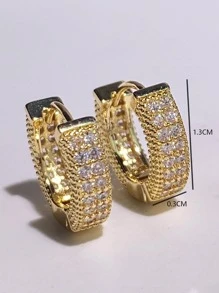 rakol Cubic Zirconia Decor Hoop Earrings - Yellow Gold - View 2