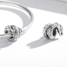 WOSTU 1pc 925 Sterling Silver Snake Vintage Dragon Charm Bead Pendant Fit Original Bracelet Necklace For Women Jewelry - Silver - View 3