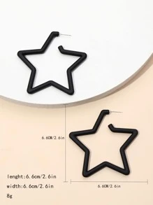 1雙新款時尚星形設計開口耳環適合女士適用於節日派對首飾類 - 黑色 - 查看 3