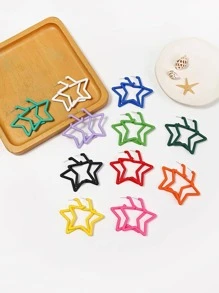 1雙新款時尚星形設計開口耳環適合女士適用於節日派對首飾類 - 黑色 - 查看 4