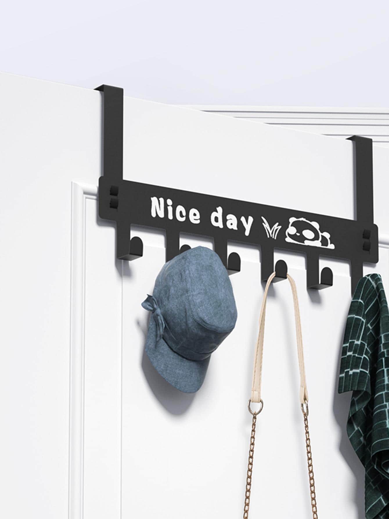 1入組字母圖案門鉤 - 黑色 - 查看 1