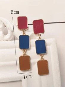 1 Cặp Thời Trang Hợp Kim Kẽm Màu Khối Vuông Trang Trí Kẹp Trên Bông Tai Nữ Cho Quà Tặng - Nhiều màu - Xem 4