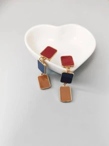 1 Cặp Thời Trang Hợp Kim Kẽm Màu Khối Vuông Trang Trí Kẹp Trên Bông Tai Nữ Cho Quà Tặng - Nhiều màu - Xem 1